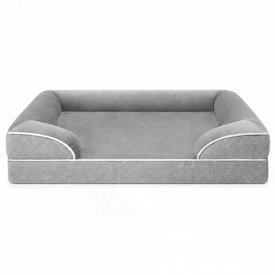 Orthopedic Dog Beds for Extra Large Dogs Waterproof Foam Pet Bed with Sides Non-Slip Egg-Crate Foam Gray / S