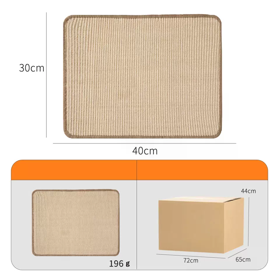 Cat Scratch Board Does Not Drop Crumbs Sisal Mat Vertical Wall-mounted Scratch-resistant Wear-resistant Cat Claw Grinding Toy Small size 30*40cm / Sisal cat scratching board wall sticker