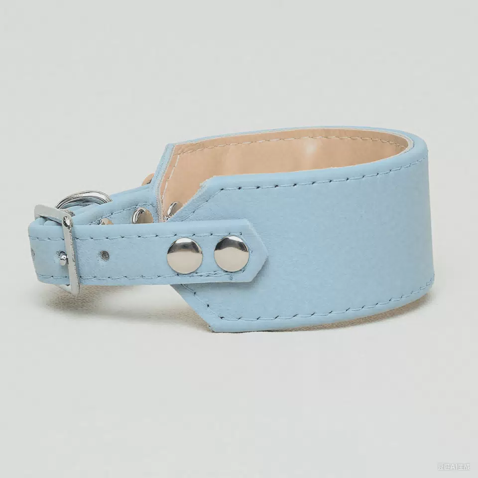 Adjustable Hardware Personalize Blue Leather Dog-collar-manufacturer Other Thick Padded Dog Greyhound Whippet Collar Sky Blue / S
