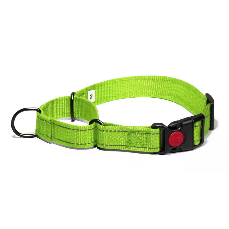 Reflective Stretch Nylon Dog Collar Bright Green / M