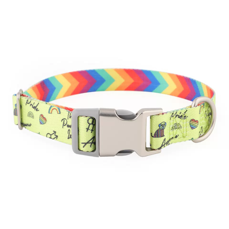 Custom Printed Adjustable Dog Collar Pet Power / XS