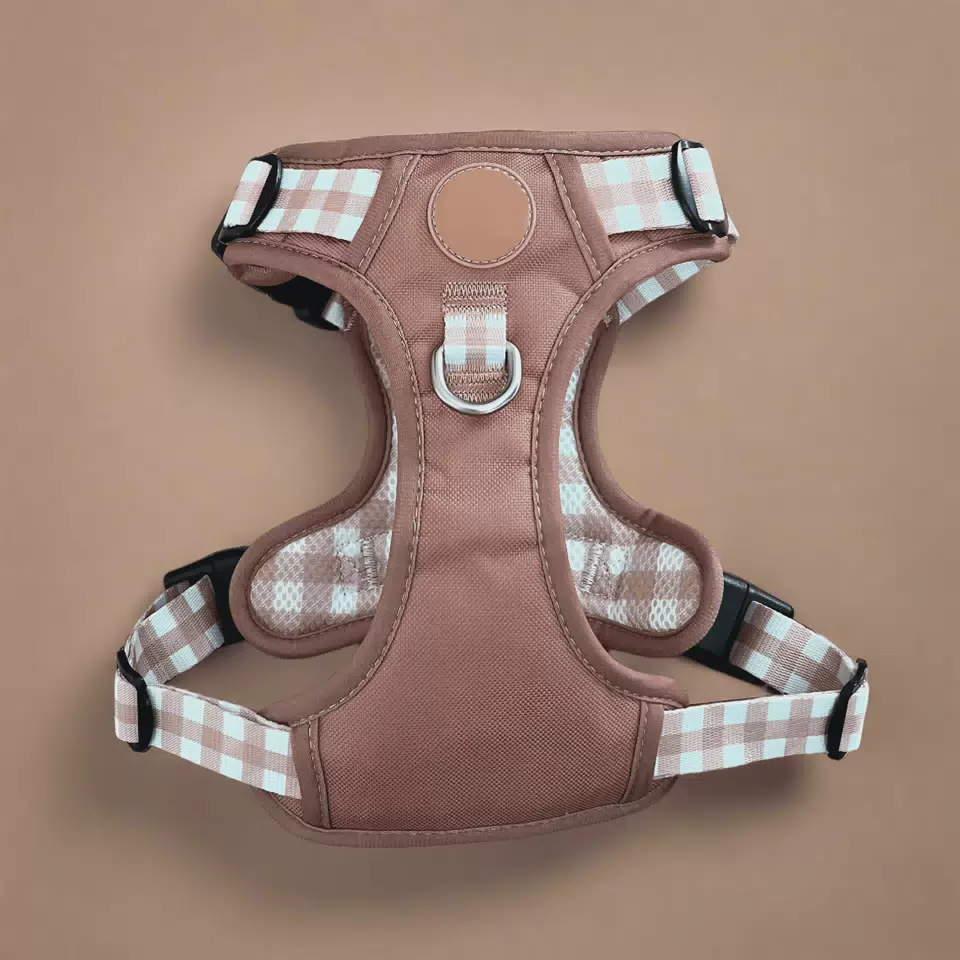 Personalise Tartan Luxury Pet Harness Leash Collar Set Wholesale Accessories Reflective Leads Available Tactical Dog Harness Set Brown / XS