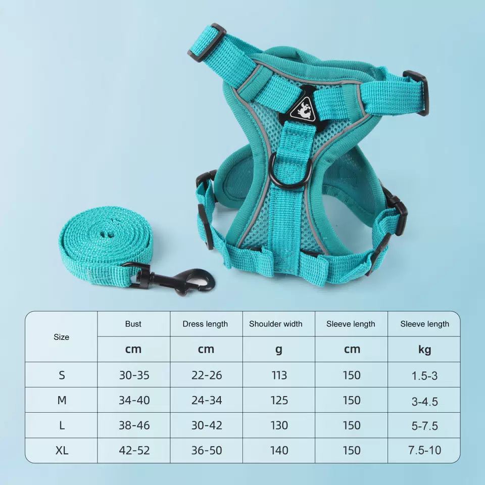 New Design Adjustable No Pull Front Clip Reflective Soft Clip Dog Padded Vest Dog Pet Harness for Big Dog Green1 / S