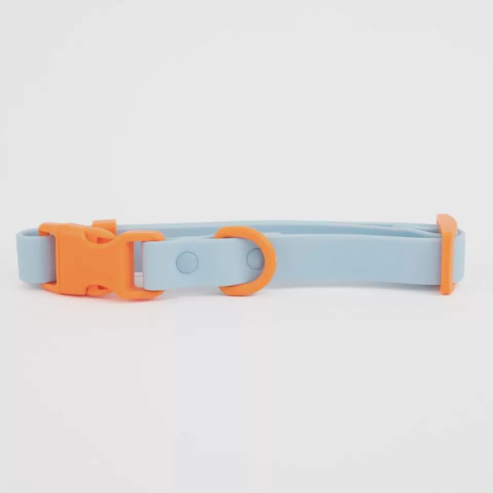 Anti-Odor Durable Waterproof Pvc Collar and Leash Ser Rubber Wholesale Manufacturer Adjustable Harness Pvc Silicone Dog Collar Mix Light Blue / S