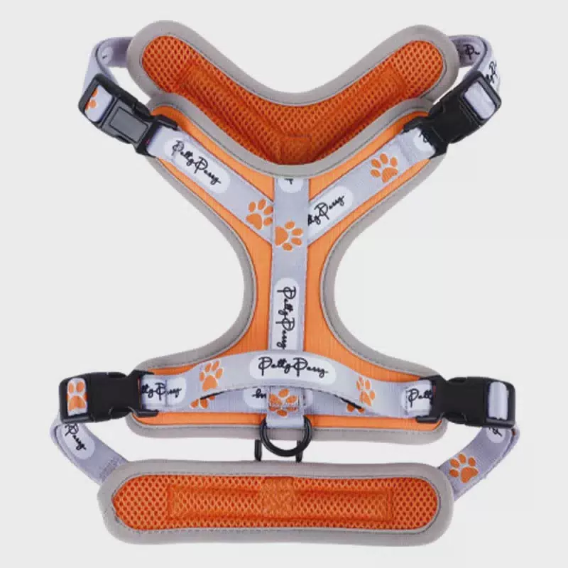 High Quality Padded Breathable Nylon Pet Chest Back for Dogs Durable Buckle Closure Suitable for All Sizes Orange / S