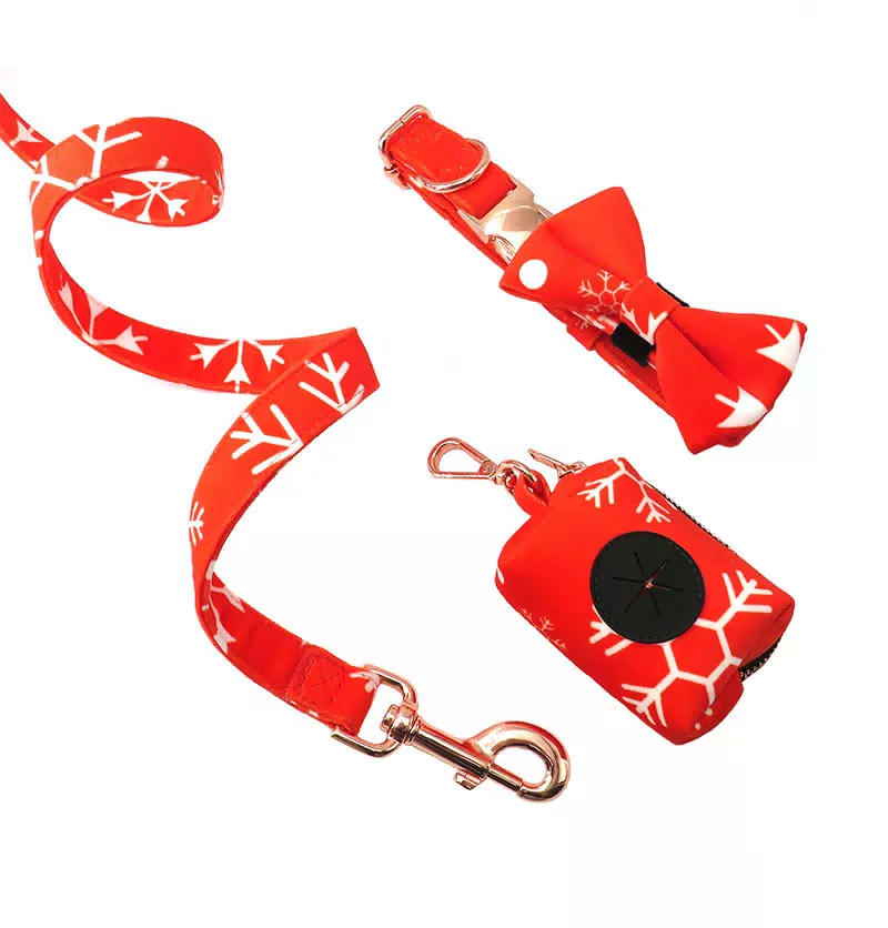 Christmas Velvet Dog Harness and Leash Set