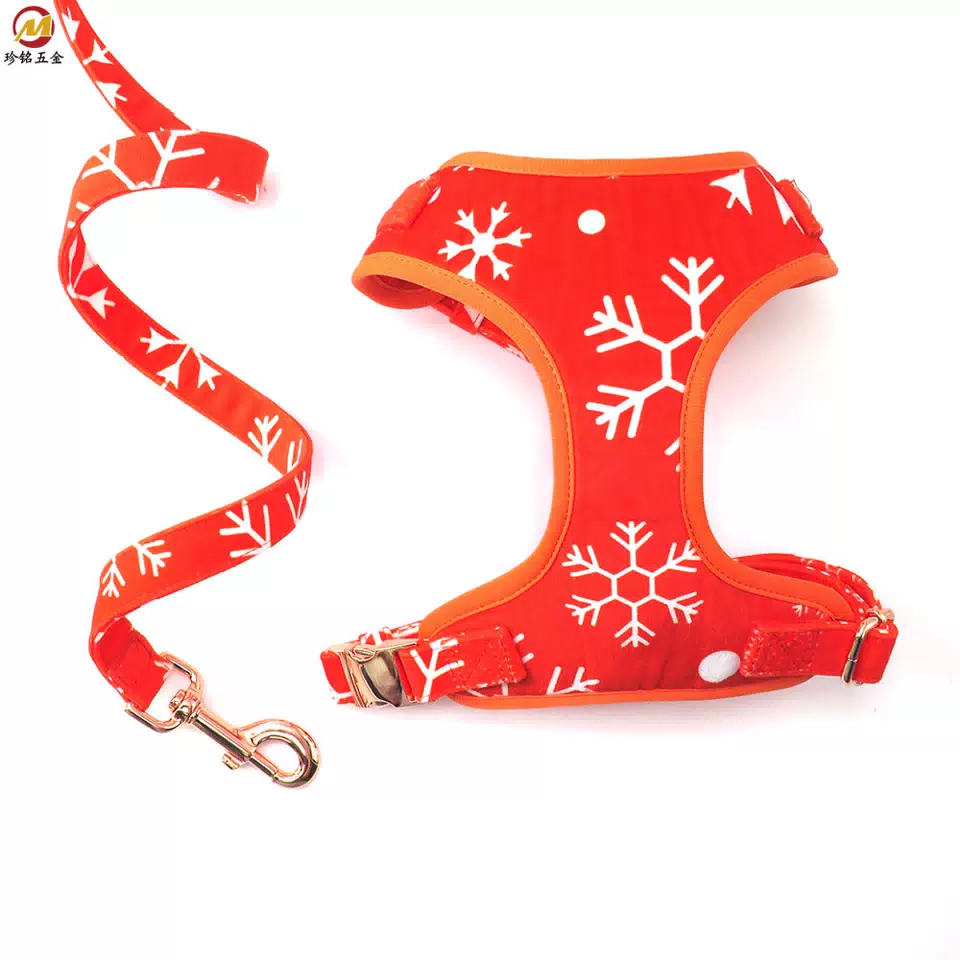 Christmas Velvet Dog Harness and Leash Set