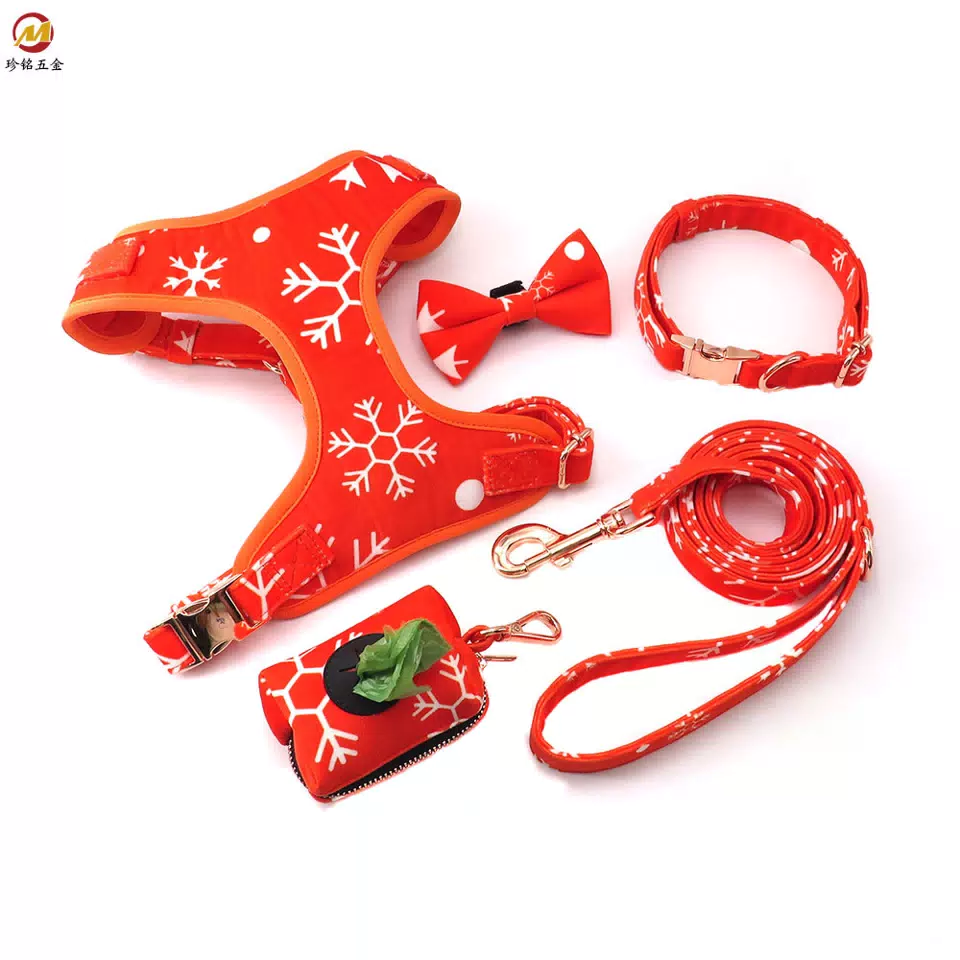 Christmas Velvet Dog Harness and Leash Set