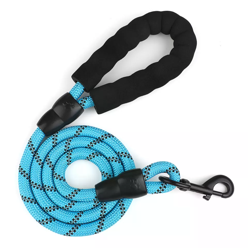 Classic Adjustable Nylon Dog Leash with Padded Handle Reflective Threads Print Pattern for Pet Dog Outdoor Use Blue / 1.2 x 150 cm
