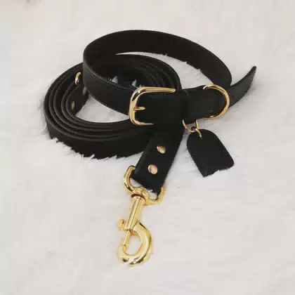 OEM Custom Luxury Personalized Logo Adjustable Pet Plain PU Leather Dog Collar and Leash Set