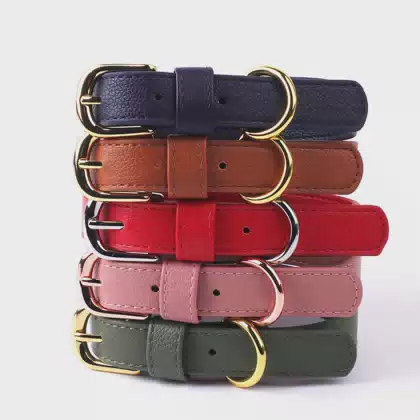 Custom Leash Luxury Personalized Logo Adjustable Dog Collar Metal Buckle Pet PU Leather Dog Collar
