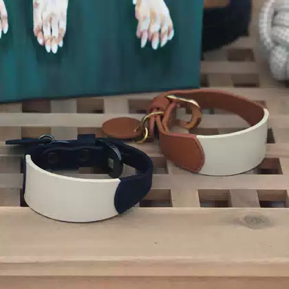 Soft Padded Premium Leather Pet Collar Leash Set Adjustable Wholesale Custom Handmade Luxurious Leather Dog Collar with Name Tag