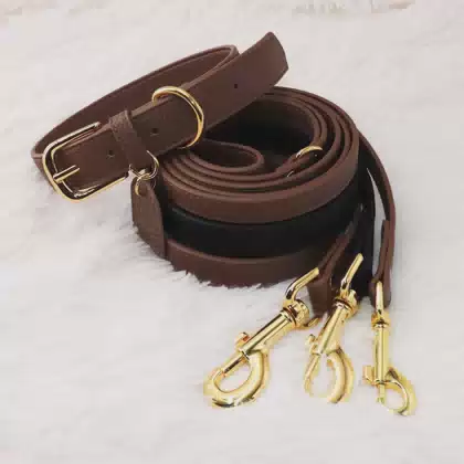 Comfort Feel Handle Custom Color Orange Pink Leather Pet Lead Collar Set Luxury Handmade Craft High Quality Leather Dog Leash