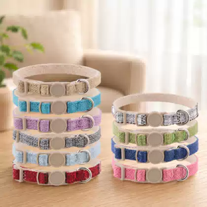 Cotton-Linen Cat Collar with Bell