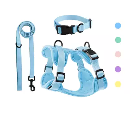 2026 Neoprene / Nylon Dog Harness Set Dispenser Waterproof Custom Dog Chest Strap Soft Adjustable Dog Vest Collar Matching Leash