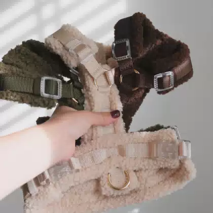 Teddy Bear Dog Harness Manufacturer Custom Color and Logo Sherpa Fleece Dog Pet Harness Soft Luxury Dog Harness Vest