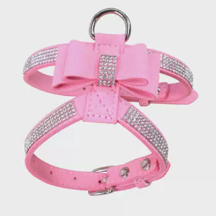 Fast Delivery Bling Dog Harness and Leash Luxury Crystal Dazzling Sparkling Personalized Rhinestone Bling Nylon Dog Vest