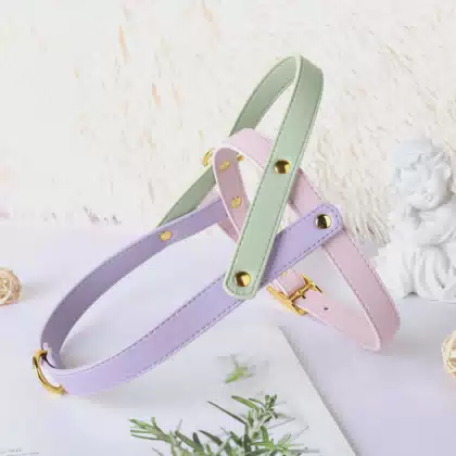 No Pull Luxury Adjustable Natural Leather Dog Harness Leash Designer Lightweight Colorful Wholesale Vegan Leather Dog Harness