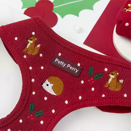Embroidered Comfortable Sewing Pattern Teddy Fleece Strap Harness with Holder Bow Tie Sherpa Pet Vest Leash Set