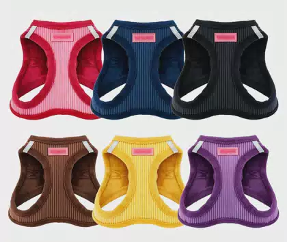 Luxury Reflective Solid Medium Dog Chest and Back Plush Thickened Harness for Outdoor Walking Fashion Autumn/Winter