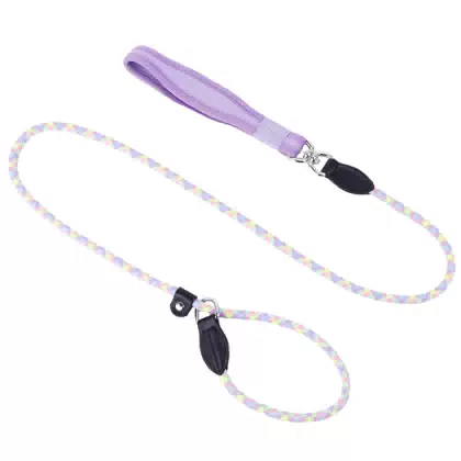 Lilac Color Soft Padded Handle Dog slip on Leash Wholesale New Design Durable Neoprene Slip Leads for Dogs