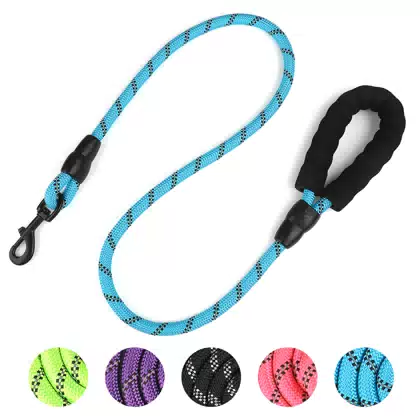 Classic Adjustable Nylon Dog Leash with Padded Handle Reflective Threads Print Pattern for Pet Dog Outdoor Use