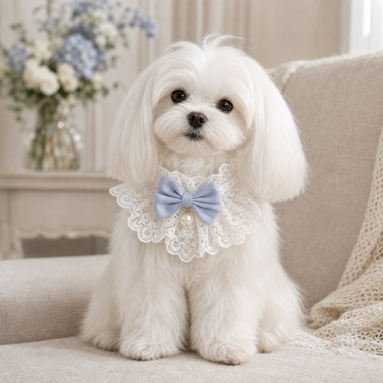 French Vintage Lace Pearl Pet Bib